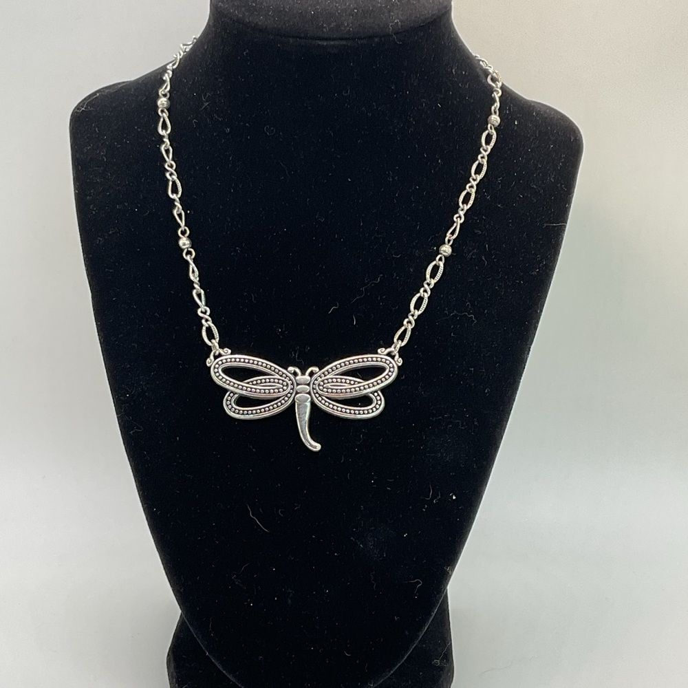 Brighton Silver Played Dragonfly Necklace